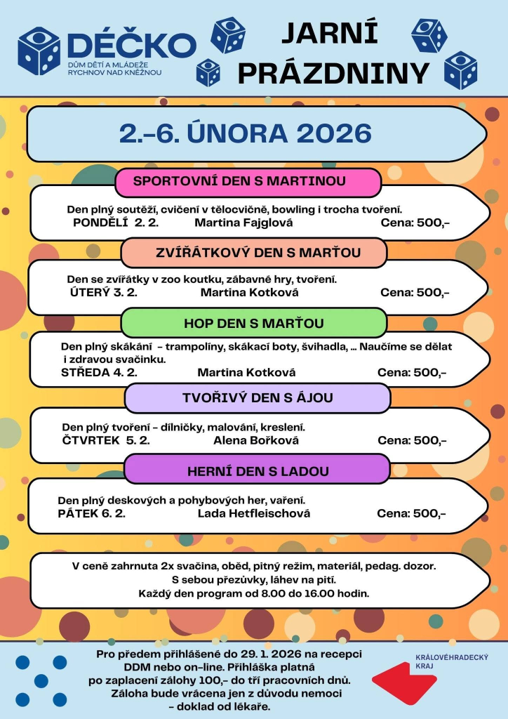 Program na jarní prázdniny 2.- 6. února 2026