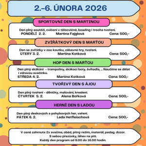 Program na jarní prázdniny 2.- 6. února 2026